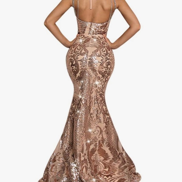 Yissang Women's Floral Sequined Wedding Evening Mermaid Dress Gown - Picture 2 of 3